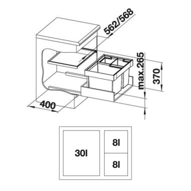 BLANCO Система сортировки мусора FLEXON II XL 60/3 (521473)