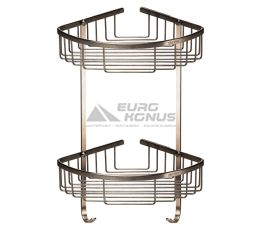 GLOBUS LUX Полка настенная угловая двухуровневая с крючками SS 8488