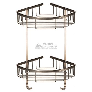 GLOBUS LUX Полка настенная угловая двухуровневая с крючками SS 8488