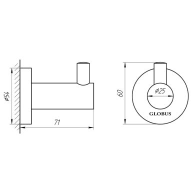 GLOBUS LUX Крючок для ванной комнаты SS 8411