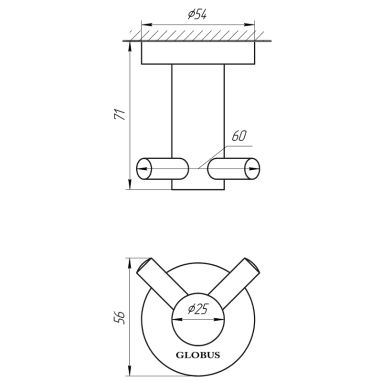 GLOBUS LUX Крючок для ванной комнаты двойной SS 8415