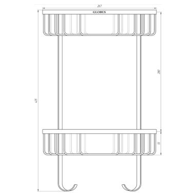 GLOBUS LUX Полка настенная угловая двухуровневая с крючками SS 8488