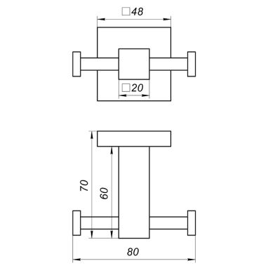 GLOBUS LUX Крючок для ванной комнаты двойной SQ 9412