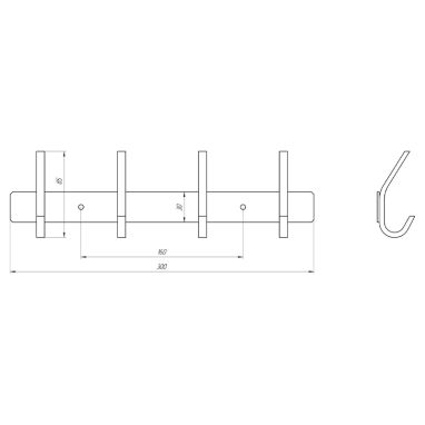 GLOBUS LUX Планка настенная с 4-мя крючками SQ 9435-4