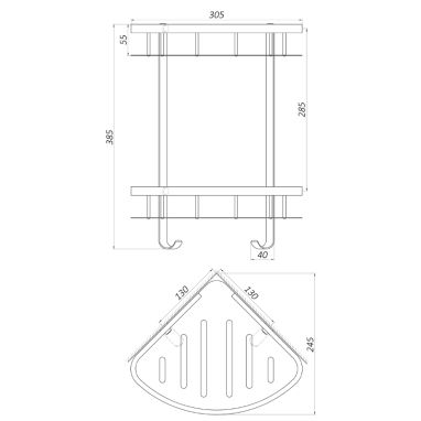 GLOBUS LUX Полка настенная угловая двухуровневая с крючками SS8422