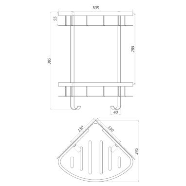GLOBUS LUX Полка настенная угловая двухуровневая с крючками BS8422