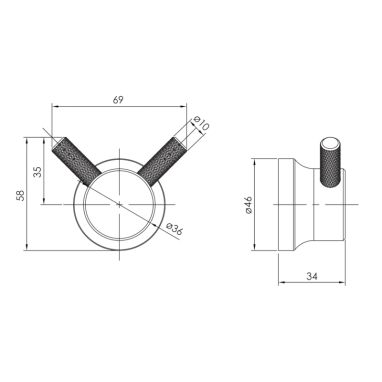 IMPRESE Крючок двойной для ванной комнаты BRENTA графитовый хром (ZMK091908210)
