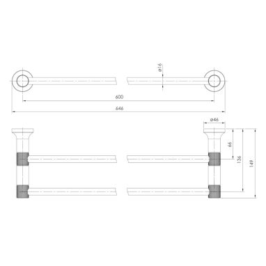 IMPRESE Полотенцедержатель двойной BRENTA графитовый хром (ZMK091908290)