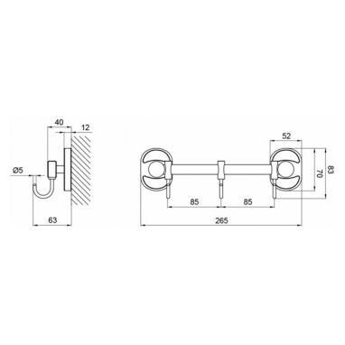 KRONER Планка настенная с 3-мя подвижными крючками KRM Elbe-ACC2914-3 (CV022875)