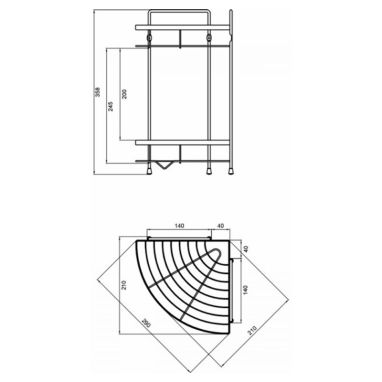 KRONER Полка настенная угловая двухуровневая KRM Rizze-ACC329-2 (CV022913)
