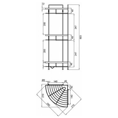 KRONER Полка настенная угловая трехуровневая KRM Rizze-ACC329-3 (CV022914)
