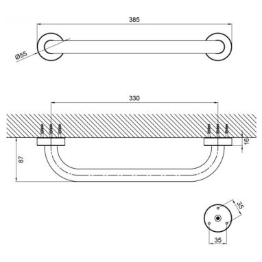 KRONER Ручка настенная в ванную комнату KRM Rizze-ACC3518 (CV022919)