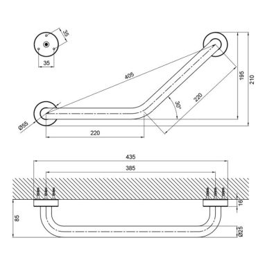 KRONER Ручка настенная в ванную комнату KRM Rizze-ACC3517 (CV022918)