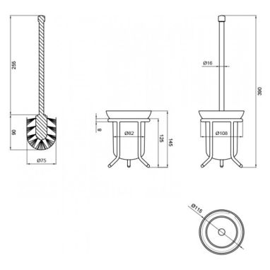 KRONER Ершик для унитаза напольный KRM Rizze-ACG323 (CV022911)