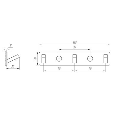 TOPAZ Планка настенная с 3-мя крючками TKB 9385-3