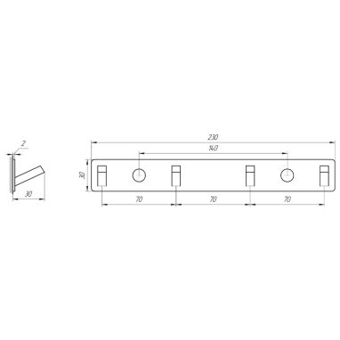 TOPAZ Планка настенная с 4-мя крючками TKB 9385-4-BL