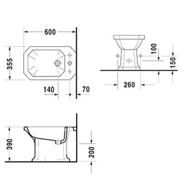 DURAVIT Биде напольное 1930 (0267100000)