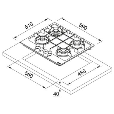 FRANKE Газовая варочная поверхность MARIS FHMA 604 3G DC OY C миндаль (106.0554.318)