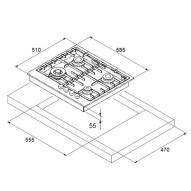 FABIANO Газовая варочная поверхность FHG 10-44 VGH-T White Glass (8111.405.0440)