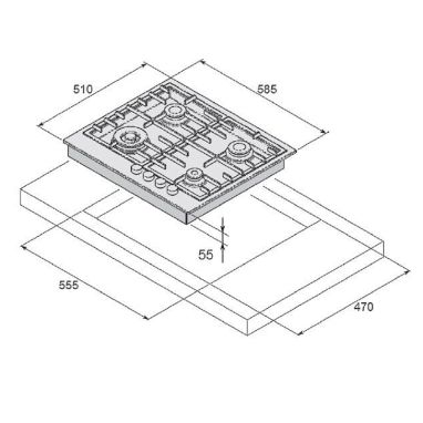 FABIANO Газовая варочная поверхность FHG 14-44 VGH-T Black Glass (8111.405.0268)