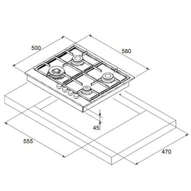 FABIANO Газовая варочная поверхность FHG 2644 VGH-T Inox (8112.405.0259)