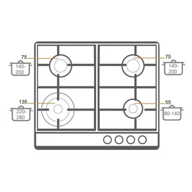 FABIANO Газовая варочная поверхность FHG 2644 VGH-T Inox (8112.405.0259)