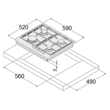 FABIANO Газовая варочная поверхность FHG 3044 VGH Inox (8112.509.0688)