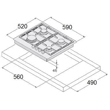 FABIANO Газовая варочная поверхность FHG 3044 VGH Truffle (8112.509.0690)