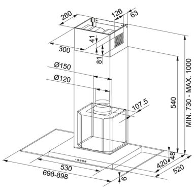FRANKE Вытяжка настенная GLASS LINEAR FGL 6115 XS нержавеющая сталь (325.0541.075)