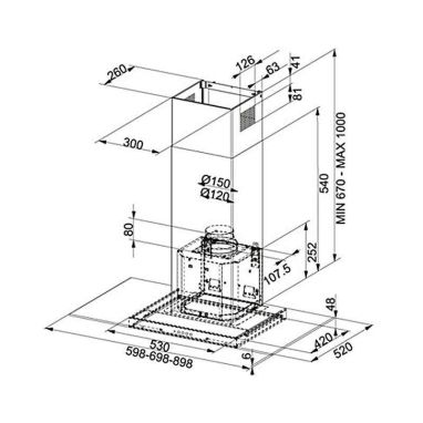FRANKE Вытяжка настенная GLASS LINEAR FGL 9015 BK/XS нержавейка/черное стекло (110.0152.541)