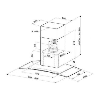 FRANKE Вытяжка настенная GLASS SOFT FGC 625 BK/XS нержавейка/черное стекло (110.0152.533)