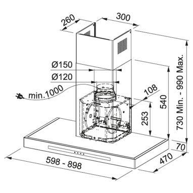 FRANKE Вытяжка настенная SMART T-SHAPE FSMT 905 XS нержавеющая сталь (325.0500.980)