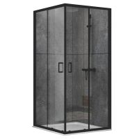 DUSEL Душевая кабина без поддона прозрачная 1000x1000x1900 мм EF-184B black matt