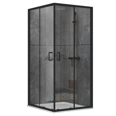 DUSEL Душевая кабина без поддона прозрачная 1000x1000x1900 мм EF-184B black matt