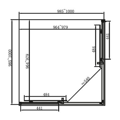 DUSEL Душевая кабина без поддона прозрачная 1000x1000x1900 мм EF-184B black matt