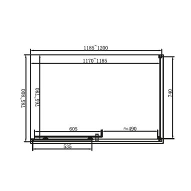 DUSEL Душевая кабина без поддона прозрачная 1200x800x1900 мм EF-185B+181B black matt