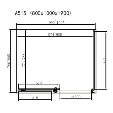 DUSEL Душевая кабина без поддона A-515 100x80x190 профиль хром, стекло прозрачное