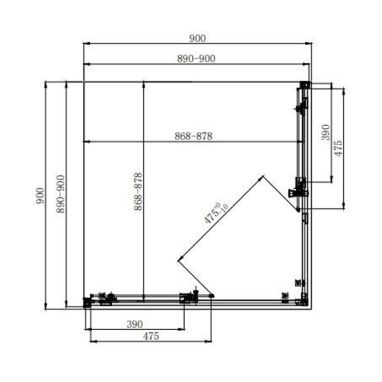 DUSEL Душевая кабина без поддона DL194 Chrome 100x100x190 профиль хром, стекло прозрачное