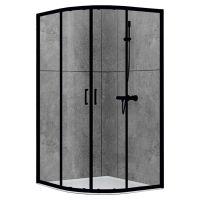 DUSEL Душевая кабина без поддона EF-182B Black Matt 100x100x190 профиль black matt, стекло прозрачное