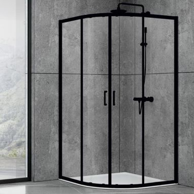 DUSEL Душевая кабина без поддона EF-182B Black Matt 90x90x190 профиль black matt, стекло прозрачное
