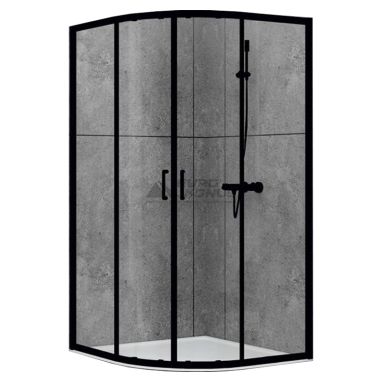 DUSEL Душевая кабина без поддона EF-182B Black Matt 90x90x190 профиль black matt, стекло прозрачное
