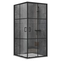 DUSEL Душевая кабина без поддона EF-184BP Black Matt Paint 90x90x190 профиль black matt, стекло прозрачное