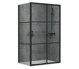 DUSEL Душова кабіна без піддону прозора 1200x800x1900 мм EF-185BP+EF181BP Black Matt Paint