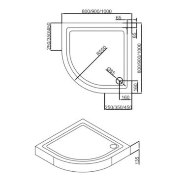 DUSEL Душевой поддон акриловый Easy Plumb 900x900x135 мм D202