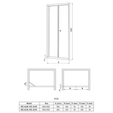 DEANTE Душевая дверь складная Flex KTL 421D