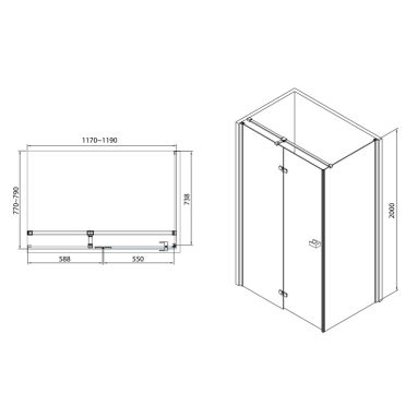 VOLLE Душевая кабина распашная Libra (10-22-908glass)