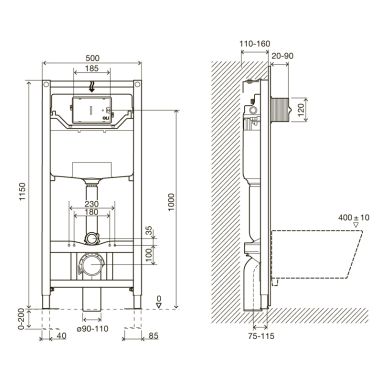 LAUFEN Комплект: инсталляция+унитаз подвесной с сидением PRO Rimless (H820966+H8969513B+i8120)
