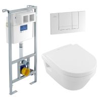 VILLEROY&BOCH Комплект: инсталляция ViConnect + унитаз подвесной с сиденьем Architectura + клавиша ViConnect (92214200+5684HR01+92214361)