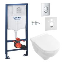 VILLEROY&BOCH Комплект: инсталляция Rapid SL + унитаз подвесной с сиденьем O.Novo + прокладка (38721001+5660HR01+37131000)