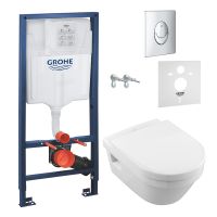 VILLEROY&BOCH Комплект: инсталляция Rapid SL + унитаз подвесной с сиденьем Architectura + прокладка (38721001+5684HR01+37131000)